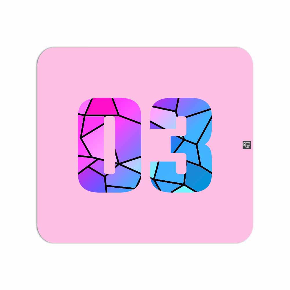 03 Number Mousepad (Light Pink)