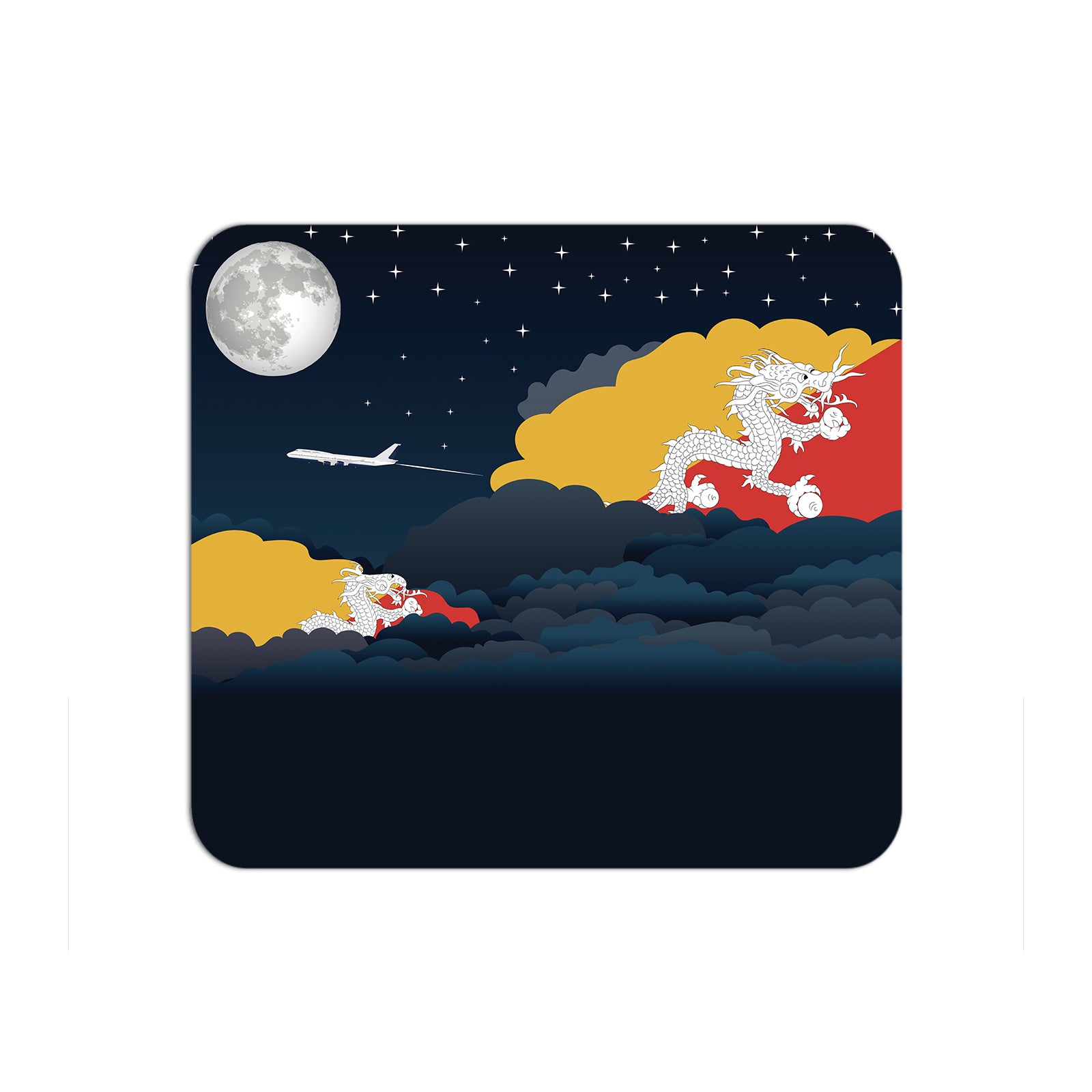 Bhutan Airplane Airport Flight Night Clouds Mousepad