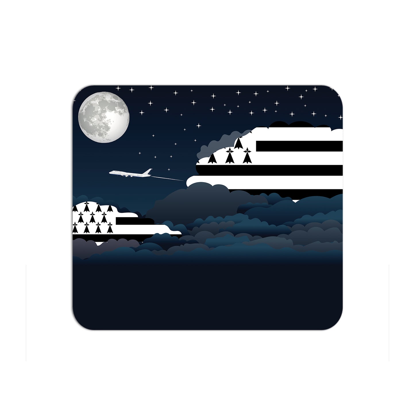 Brittany Airplane Airport Flight Night Clouds Mousepad