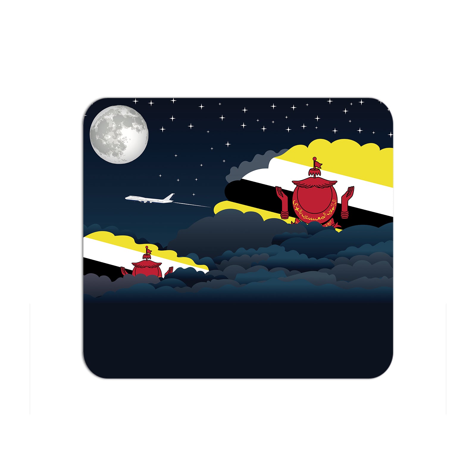 Brunei Airplane Airport Flight Night Clouds Mousepad