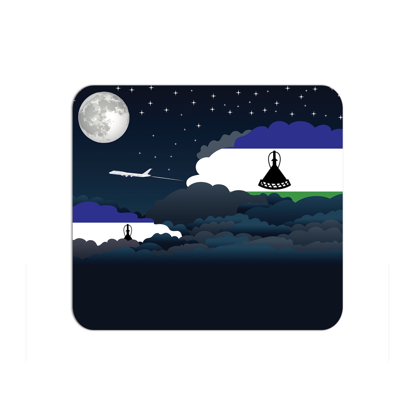 Lesotho Airplane Airport Flight Night Clouds Mousepad