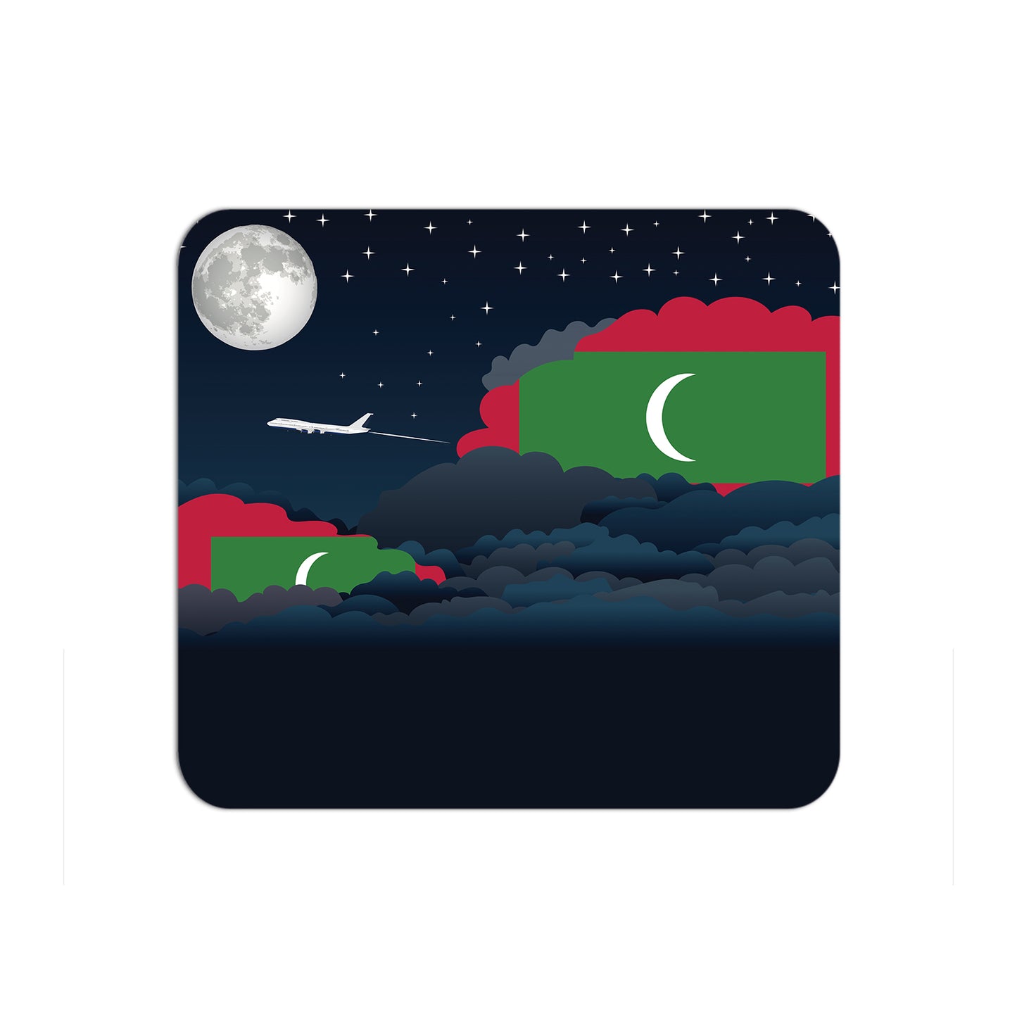 Maldives Airplane Airport Flight Night Clouds Mousepad