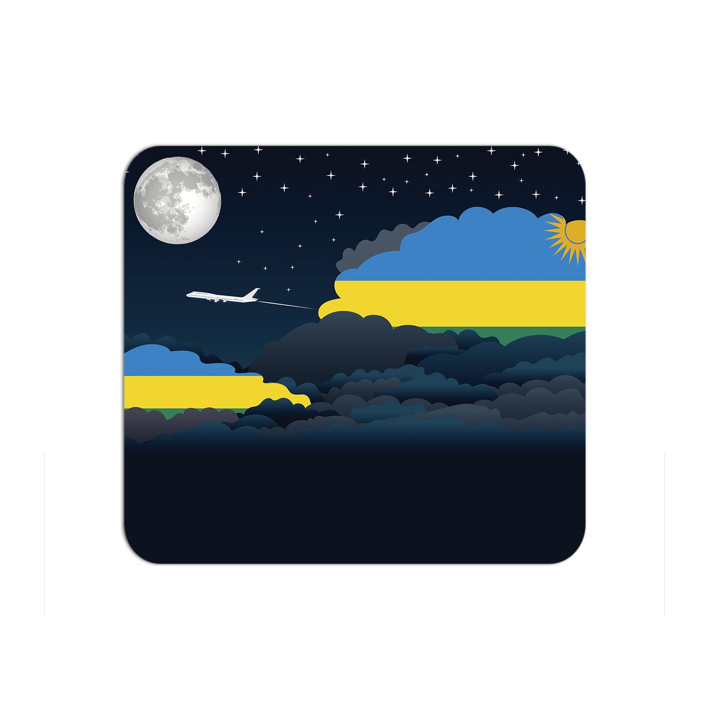 Rwanda Airplane Airport Flight Night Clouds Mousepad