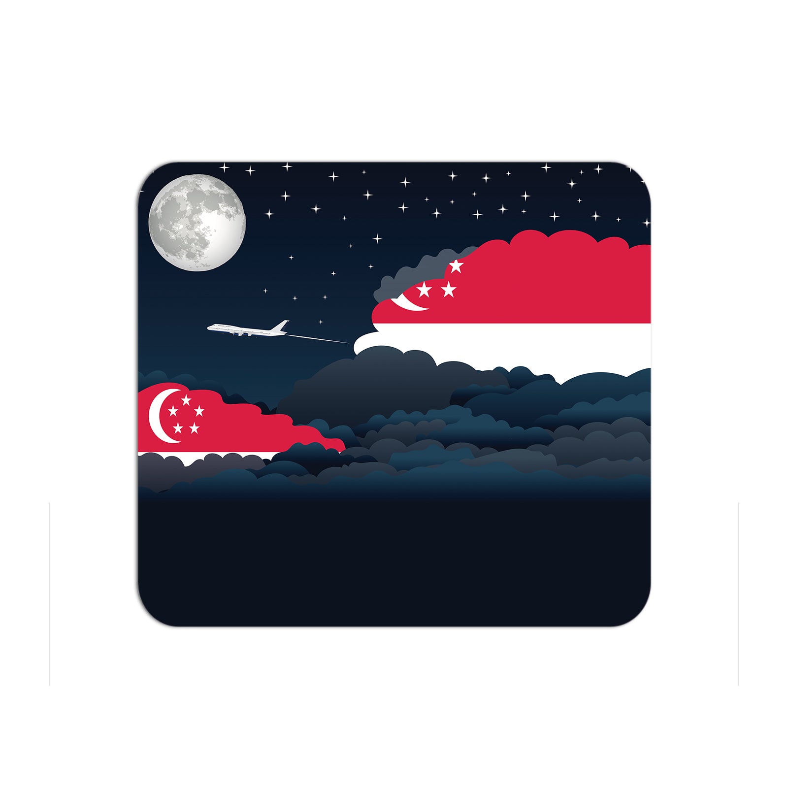 Singapore Airplane Airport Flight Night Clouds Mousepad