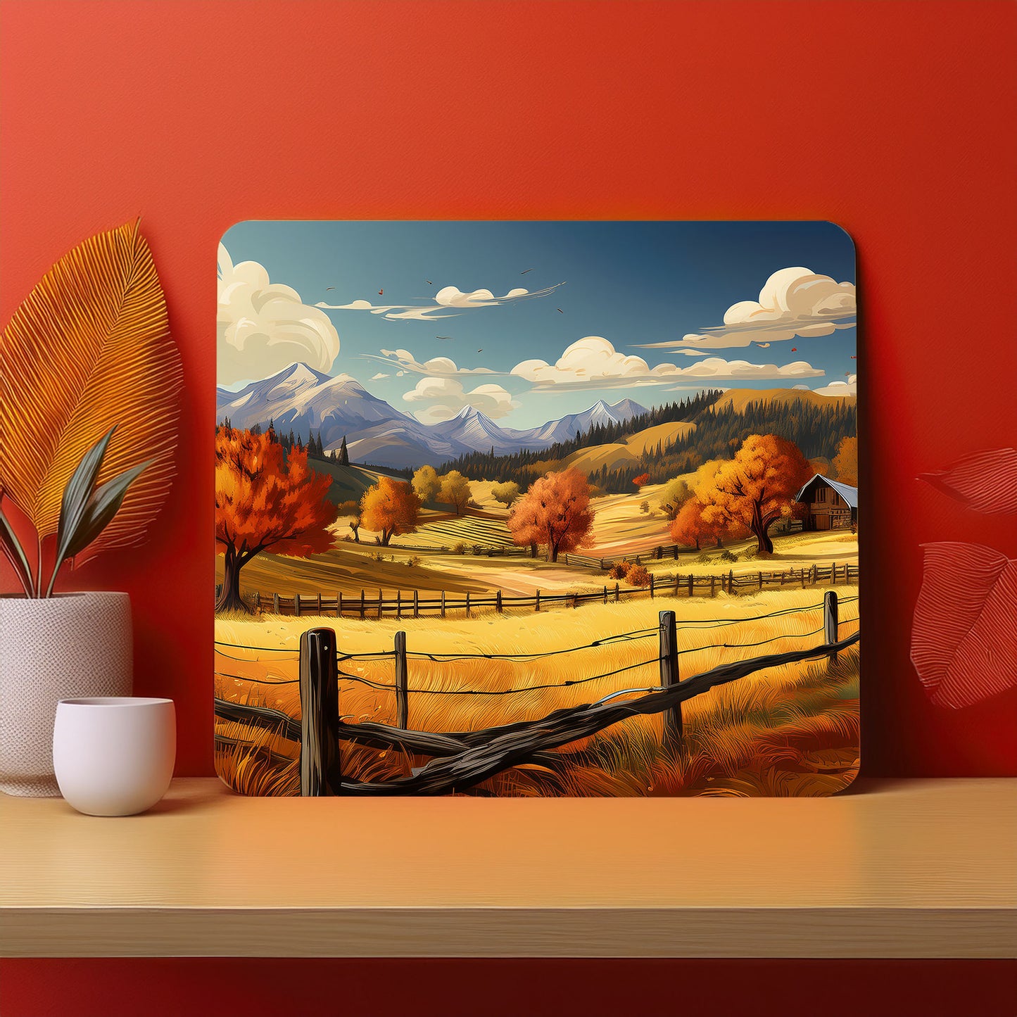 Fence Garden Trees Landscape Mountain Mousepad
