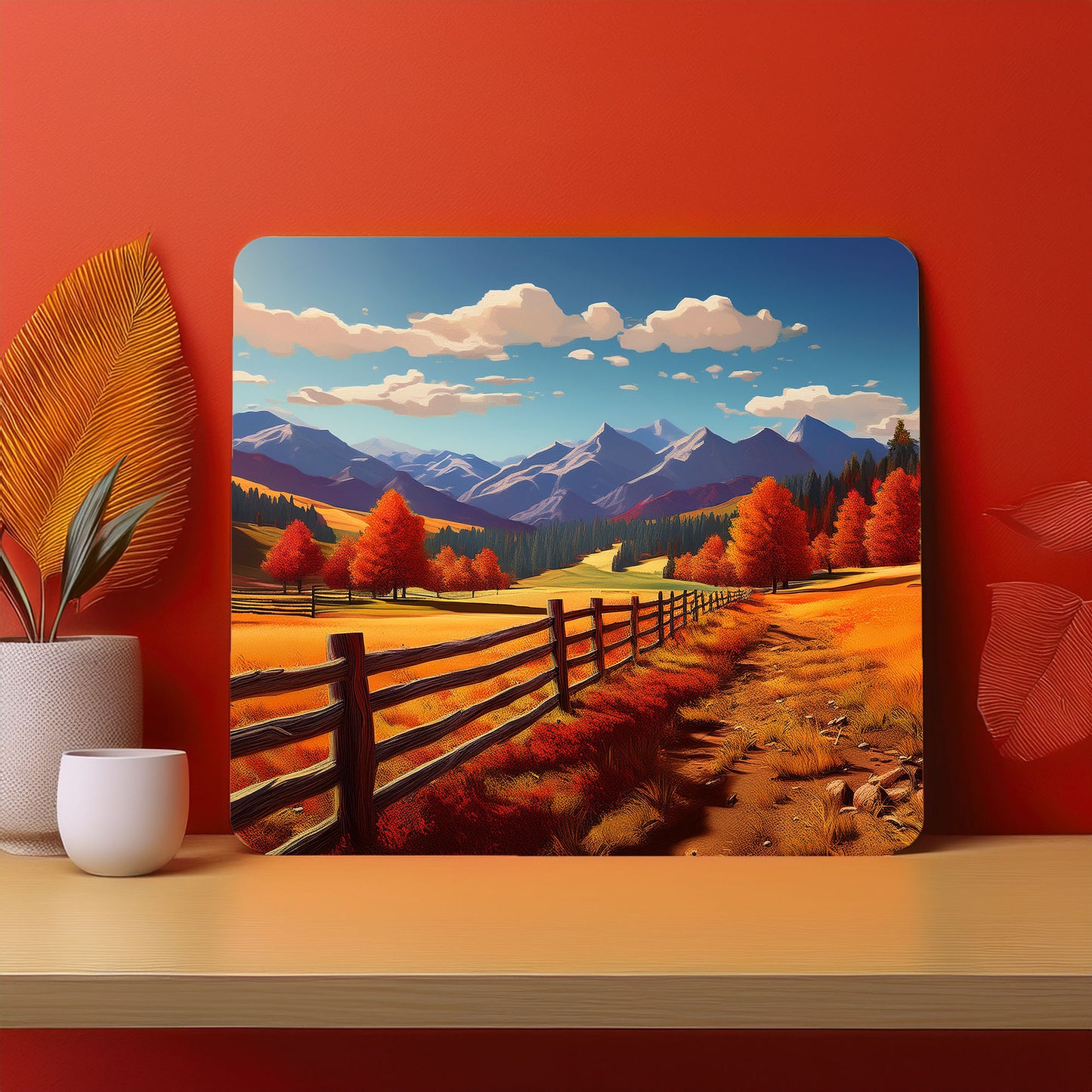 Fence Garden Trees Landscape Mountain Mousepad