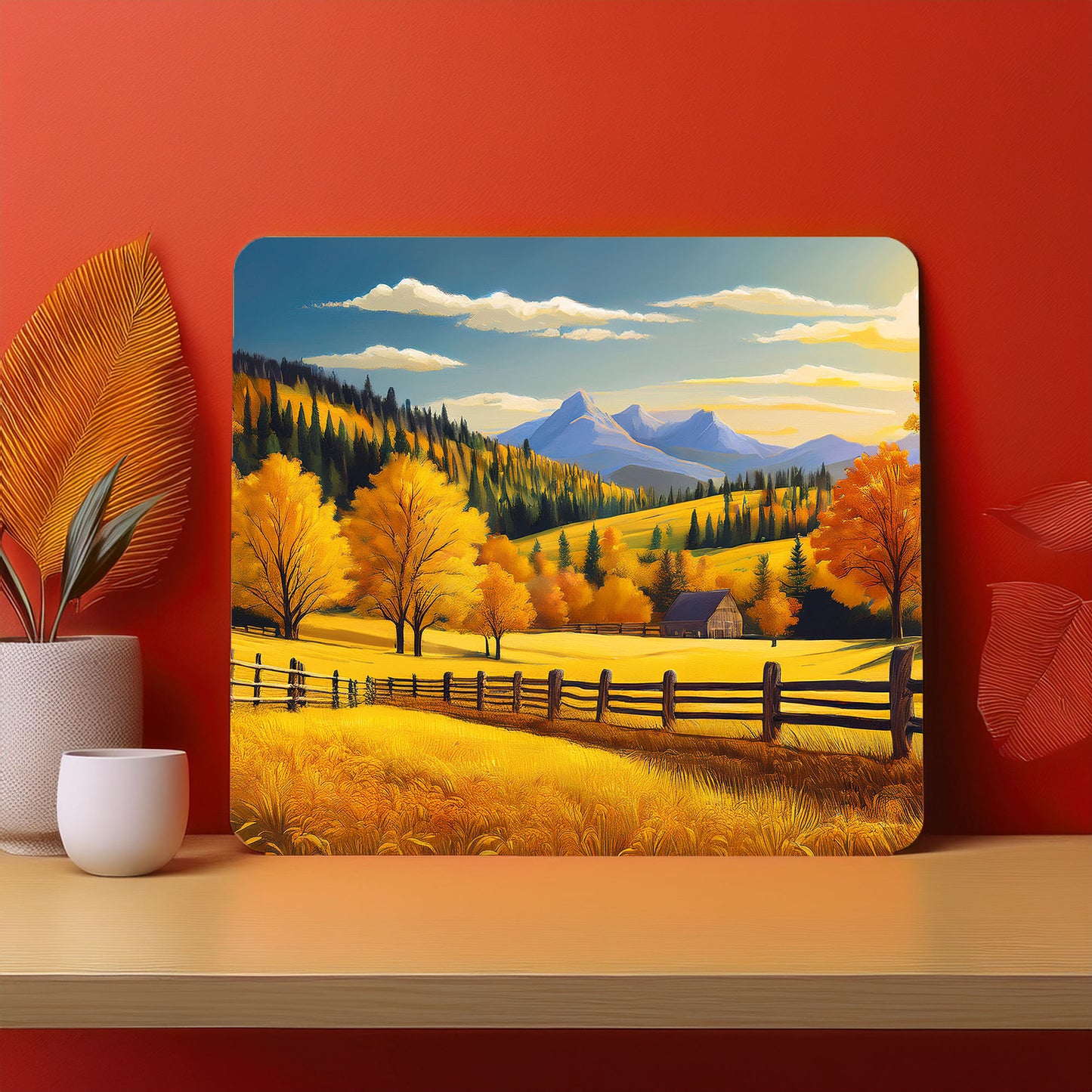 Fence Garden Trees Landscape Mountain Mousepad