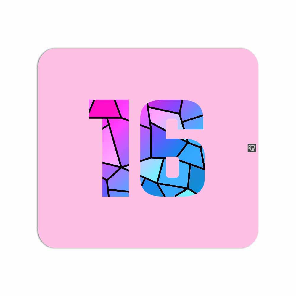 16 Number Mouse pad (Light Pink)