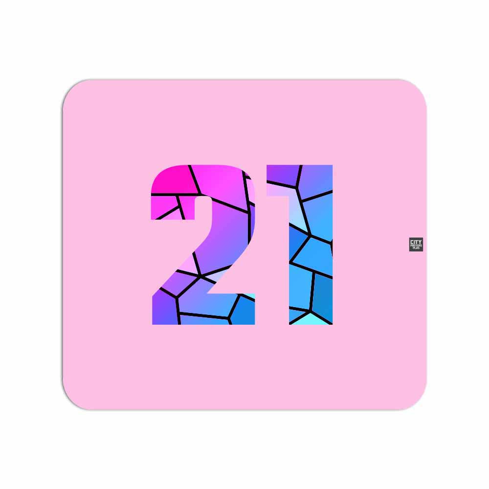 21 Number Mouse pad (Light Pink)