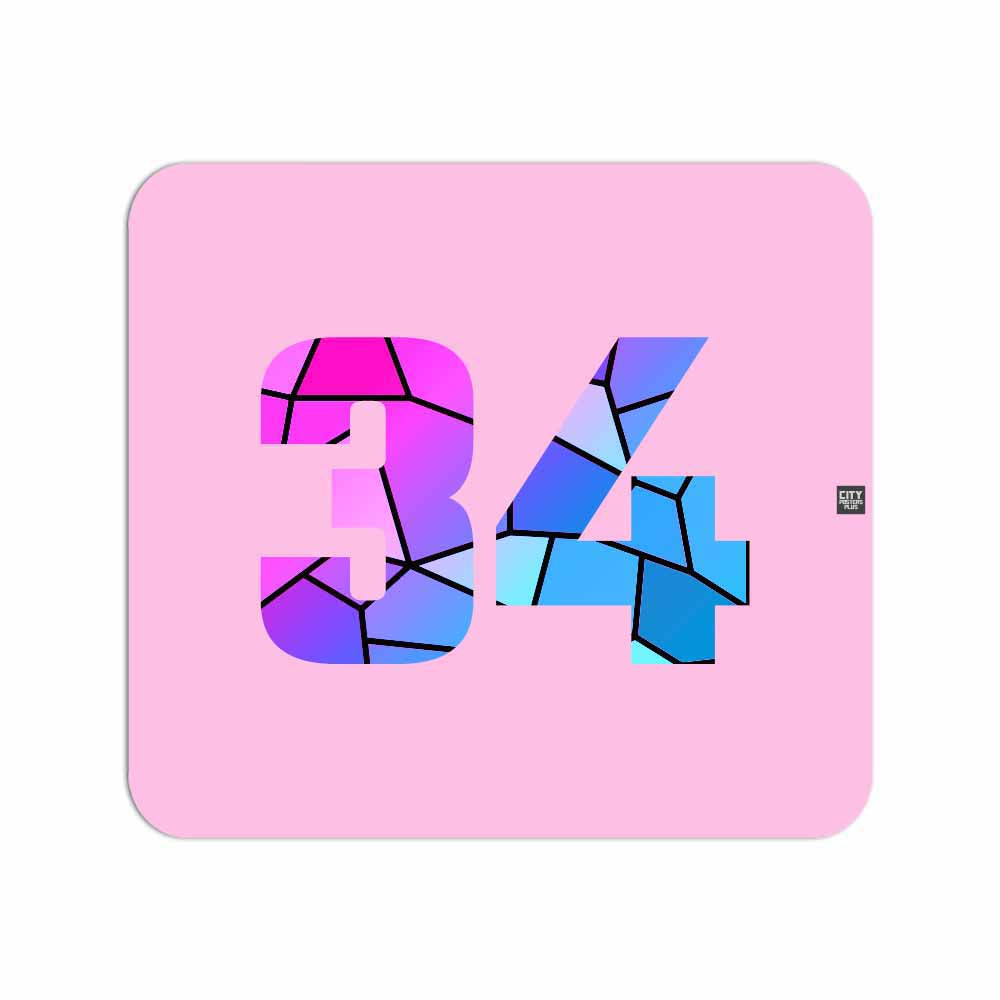 34 Number Mouse pad (Light Pink)