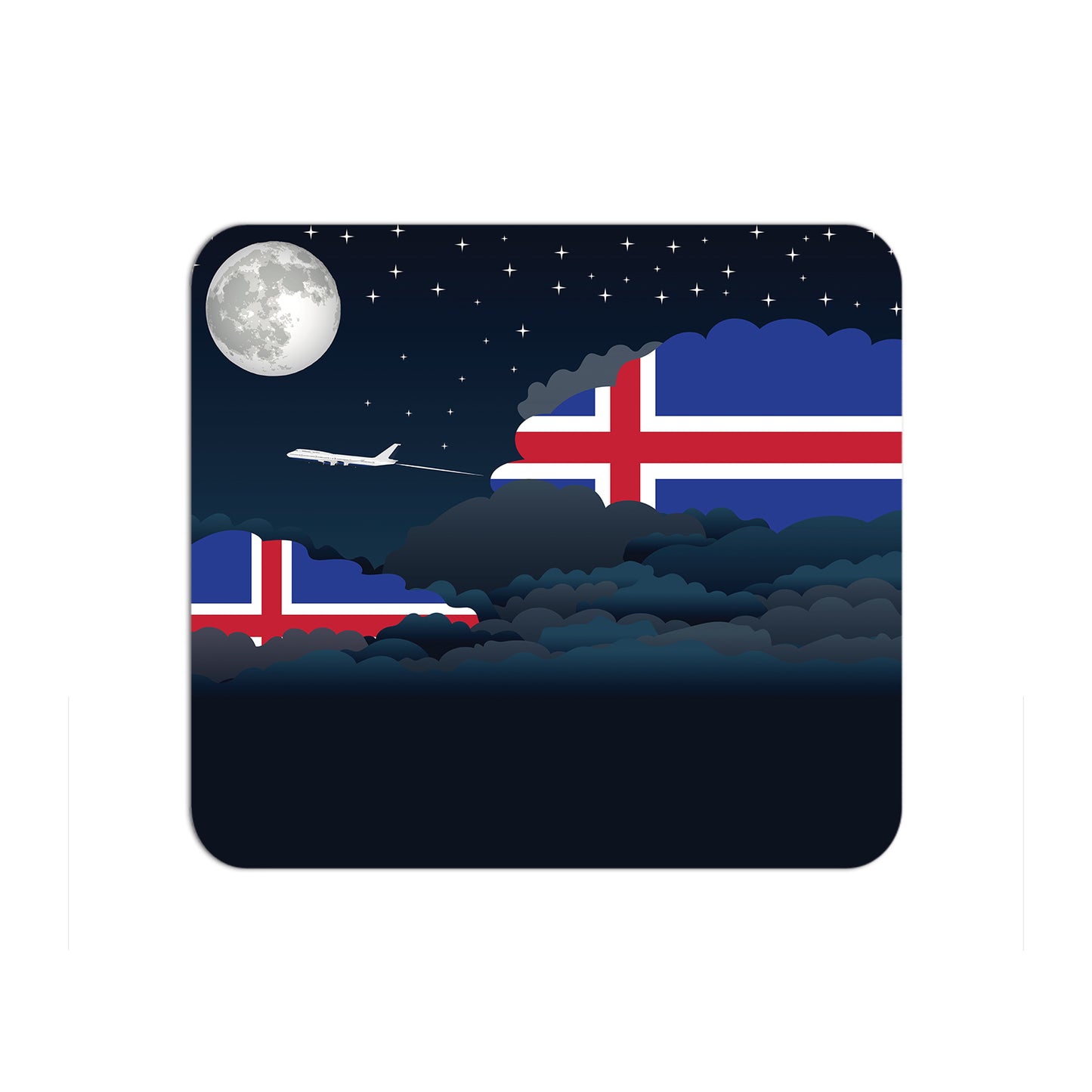 Iceland Airplane Airport Flight Night Clouds Mousepad 