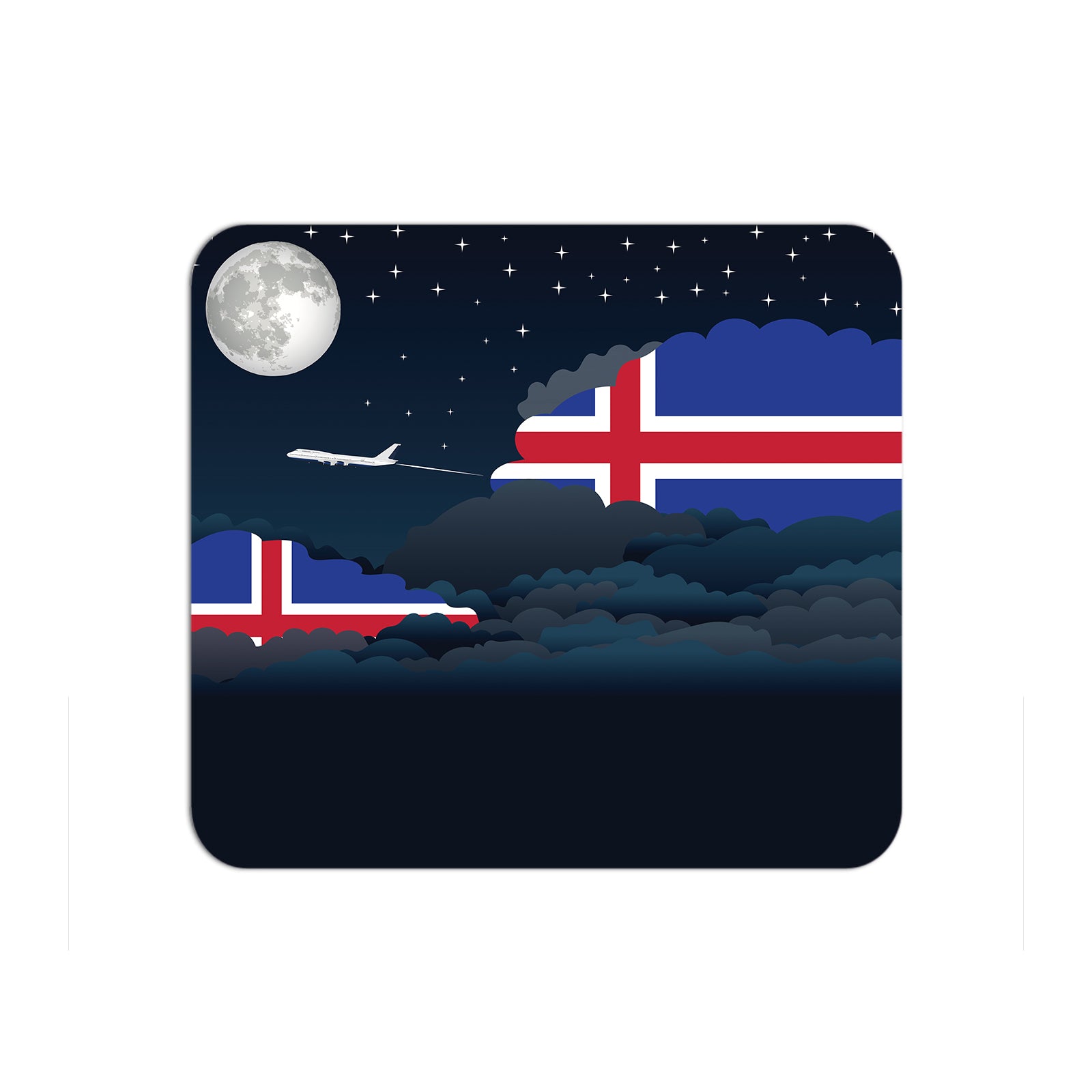 Iceland Airplane Airport Flight Night Clouds Mousepad 