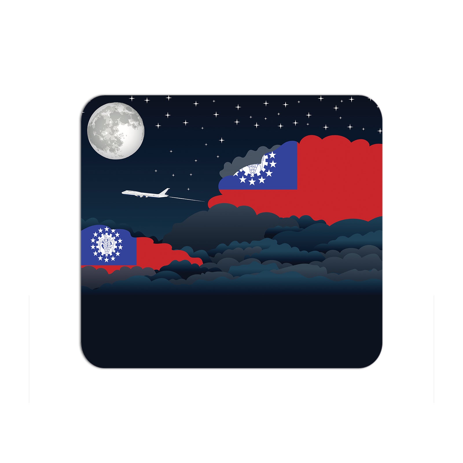 Myanmar Burma Airplane Airport Flight Night Clouds Mousepad 