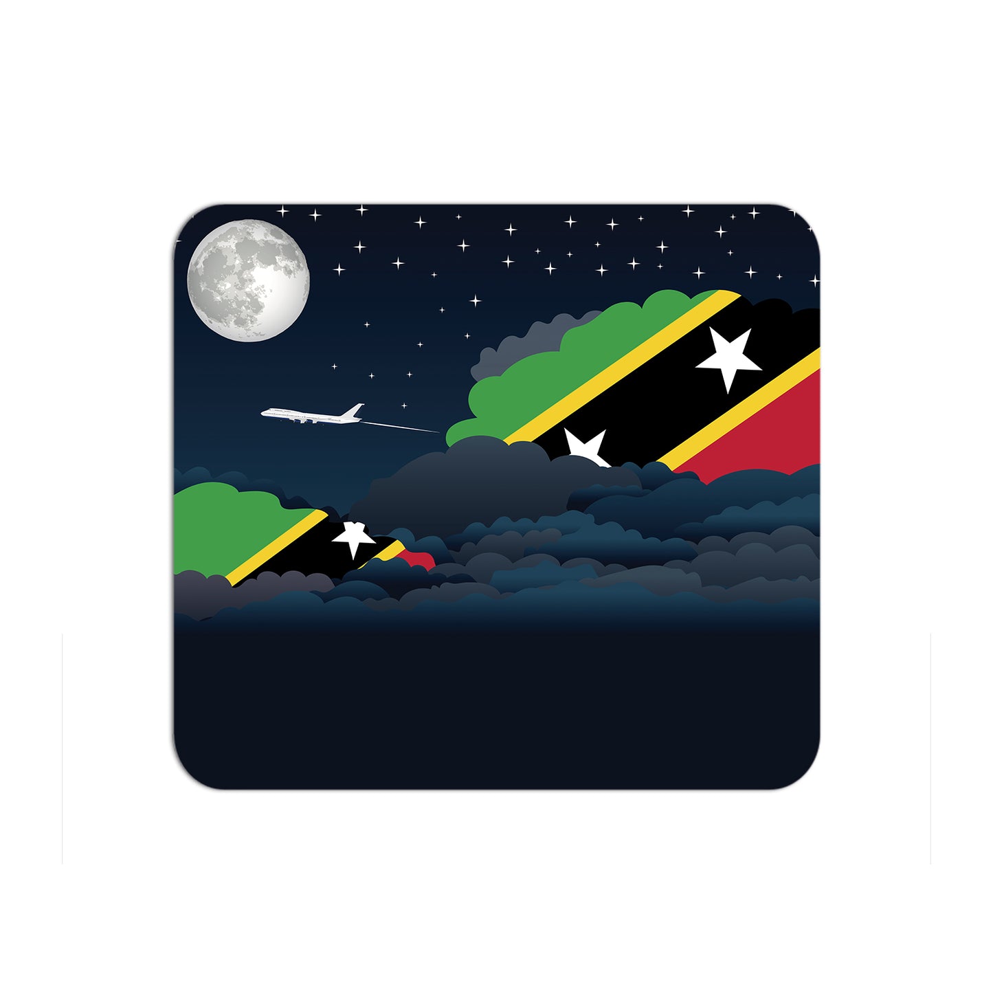 Saint Kitts and Nevis Airplane Airport Flight Night Clouds Mousepad 