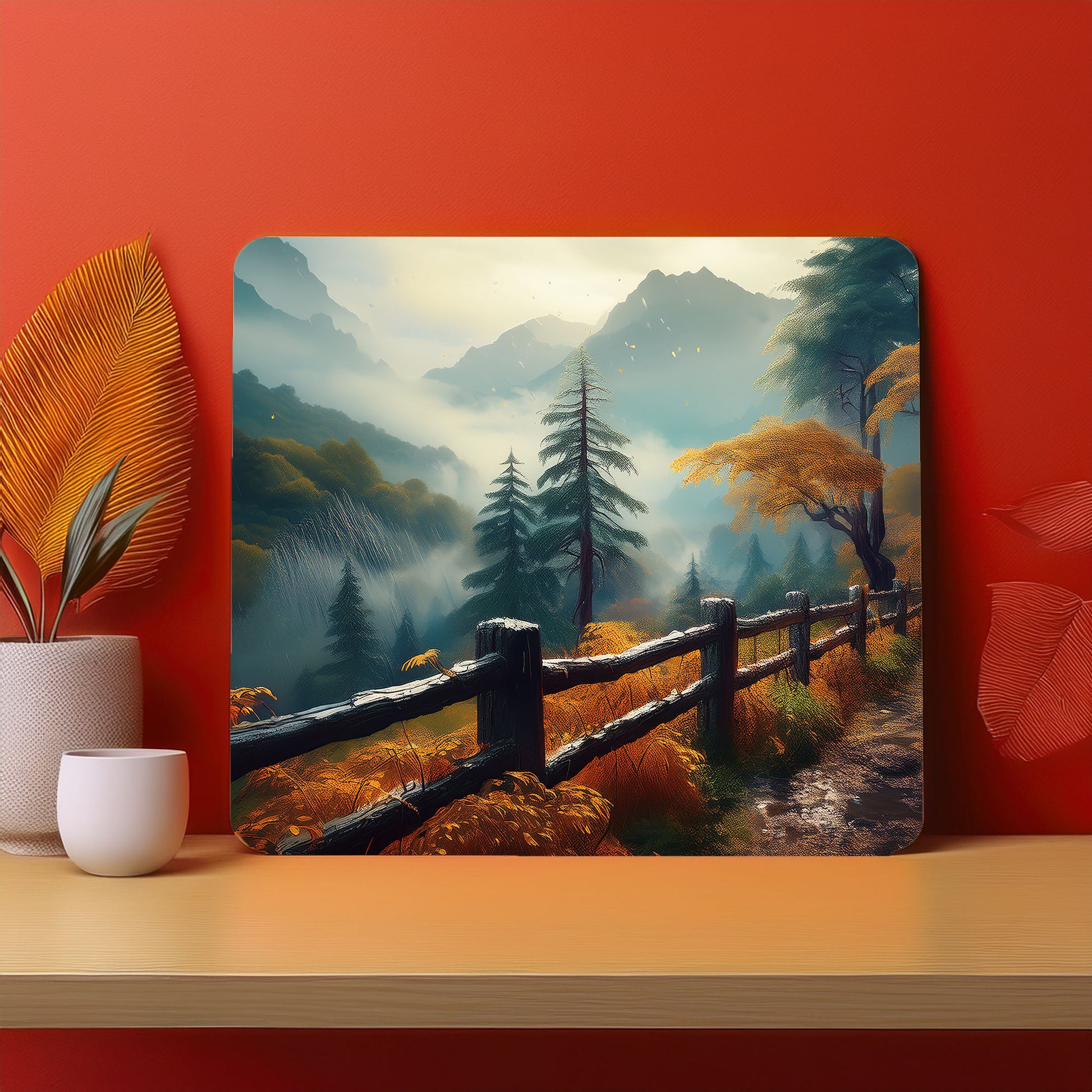 Fence Garden Trees Landscape Mountain Mousepad